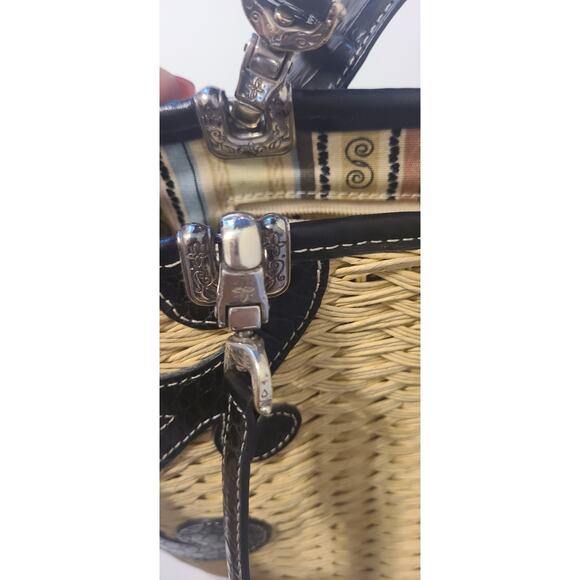 Brighton straw & Leather purse handbag In Excellent Condition - Picture 4 of 8